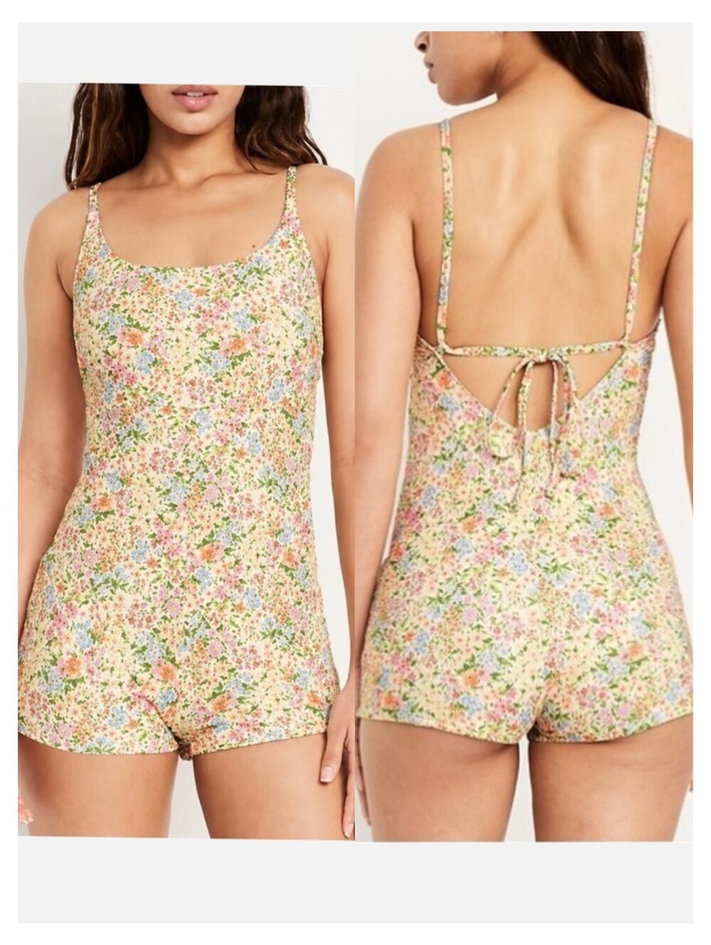 Old Navy Textured Strappy Swim Romper Multi Ditsy Floral Size Large